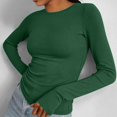 thumbnail image 4 of Fall Shirts for Women 2025 Solid Color Basic Shirt Crewneck with Thumb Hole Casual Blouse Long Sleeve Shirts for Women, 4 of 8