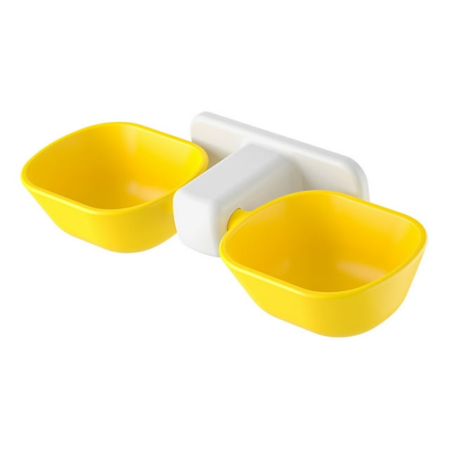Cuencos colgantes para comida de gatos, evitan derrames y espesan, cuenco de agua para gatos ajustable y elevado para montar en la pared, color amarillo