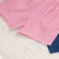 thumbnail image 6 of ZEHJUHAN Baby Boy Back to School Set Apple Embroidery Short Sleeve Lapel T-shirt Striped Shorts Outfit Blue，4Y, 6 of 7