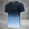 thumbnail image 4 of XFeng.Men's Gradient Color Quick Dry Athletic Short Sleeve T-Shirt, Breathable Crew Neck Running Sports Tee.Blue.L, 4 of 7
