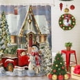 thumbnail image 5 of Shower Curtain 72"W x 84"L Vintage Christmas Snowman Truck Xmas Tree Fabric Shower Curtains Set with Hooks Water Repellent Bathroom Curtains Machine Washable Bathroom Accessories, 5 of 9