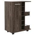 thumbnail image 2 of Modern Bar Cart In Dark Walnut With Two External Shelves, Four , Six Wine Rack And Single Door Cabinet For Sophisticated Entertaining Enclosed Area, 2 of 6