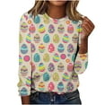 thumbnail image 2 of POTETI Womens Easter Tee Shirts,Womens Fashion Summer Clothes Happy Eggs Graphic Long Sleeve Crew Neck Polished Women's Tops, 2 of 4