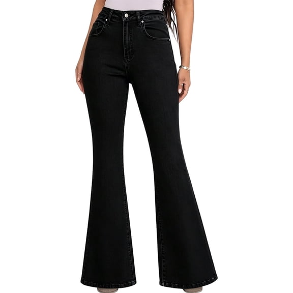 Ruimatai Women's High Waisted Flare Jeans Stretchy Slim Fit Bootcut Denim Pants for Casual Everyday Wear