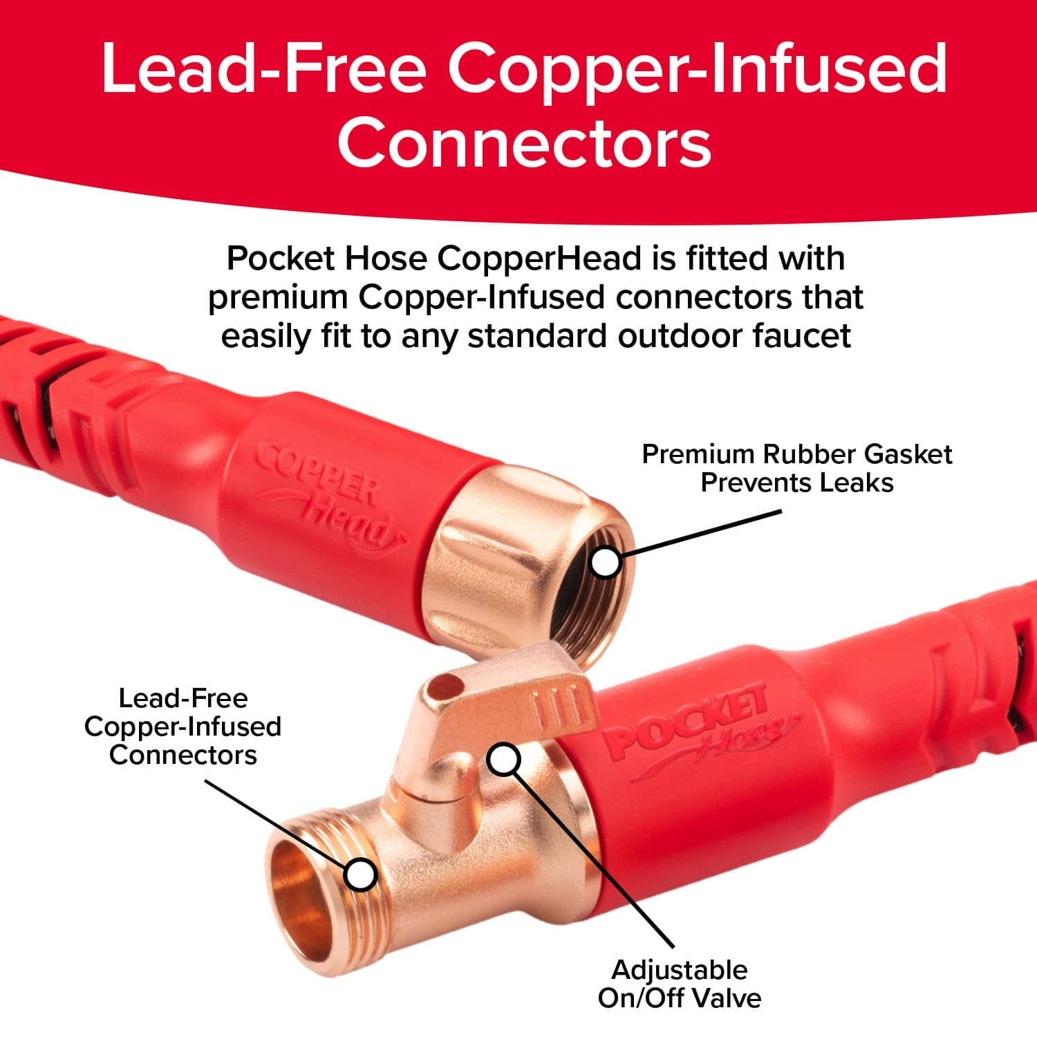 Pocket Hose Copper Head w/New Pocket Pivot Expandable Garden Hose 100FT, AS SEEN ON TV, Swivels 360°, Advanced Tri-Tex Tubing & Force Field Jacket, 3X Stronger, Lead-Free, No-Kink, Anti-Burst w/APT
