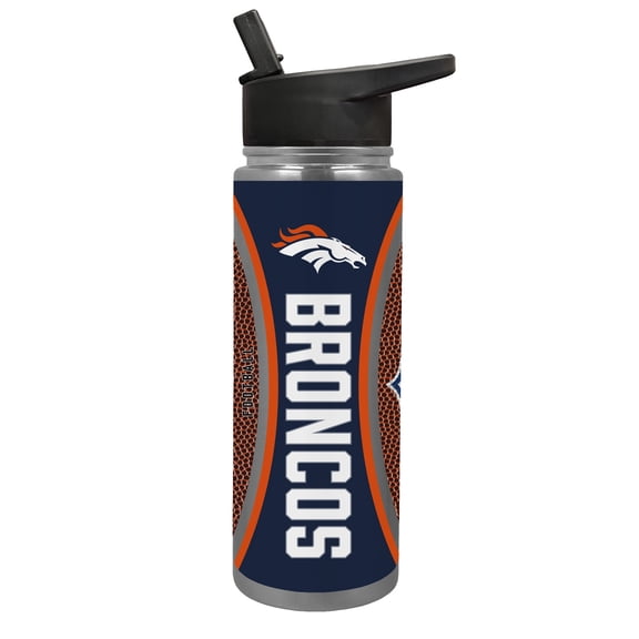 Denver Broncos 24 Ounce Vacuum Insulated Stainless Steel Waterbottle with Gameball Graphics