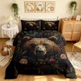 thumbnail image 2 of Manfei Farmhouse Bear Full Size Comforter Sets, Maximalist Floral Bedding Comforter Set, Dark Brown Black, Black Reversible, 3-Piece, 1 Comforter and 2 Pillowcases, 2 of 7
