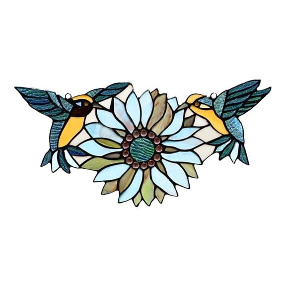 Chloe Lighting Soar 17x7.75" Animal/Floral Design Window Panel in Multi-Color