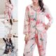thumbnail image 1 of Farfi 2pcs mujeres floral impresión largo manga larga pantalones imitación seda noche ropa pijama conjunto rosa Farfi Set de pijama, 1 of 2