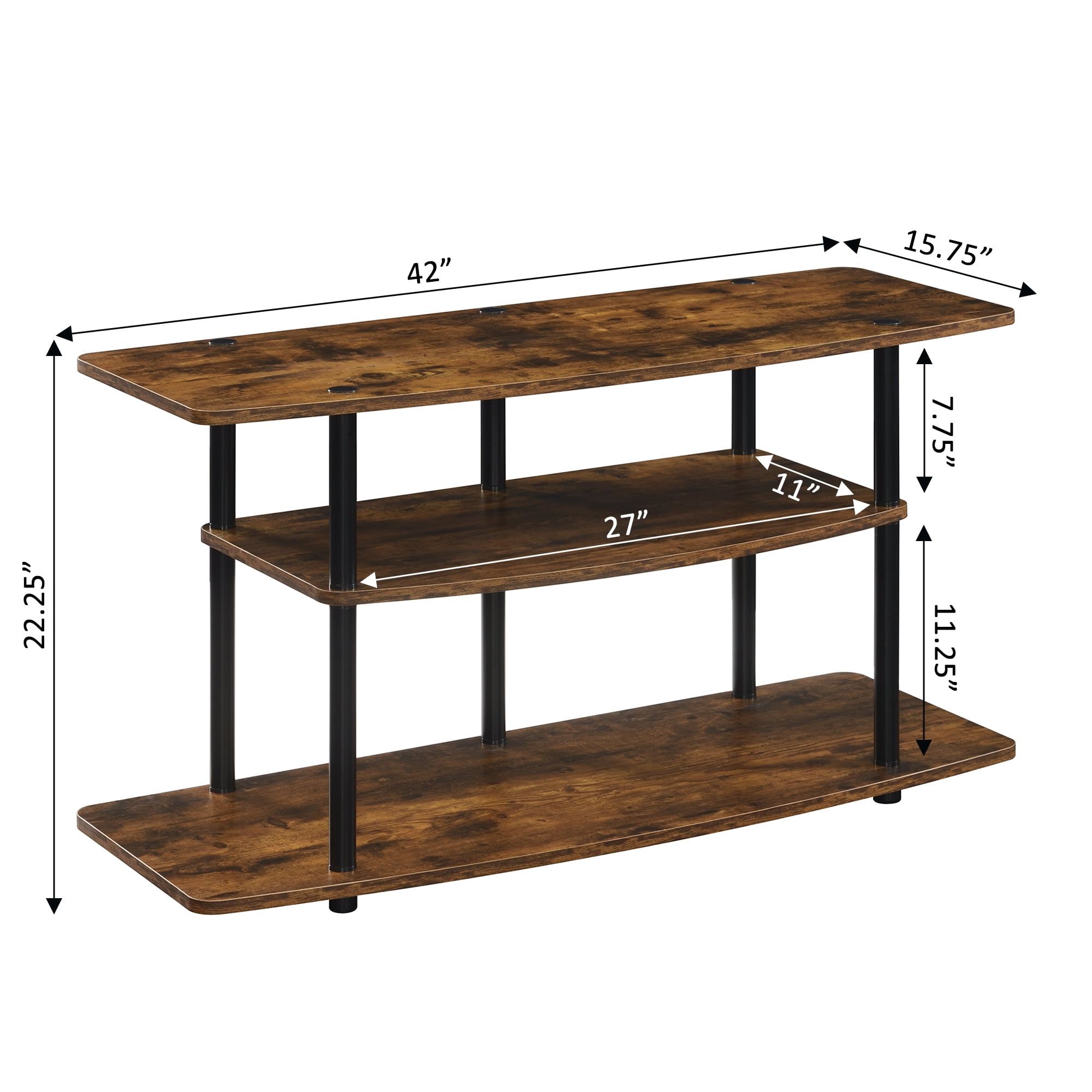 Convenience Concepts Designs2Go No Tools 3 Tier Wide TV Stand for TVs up to 46", Barnwood/Black