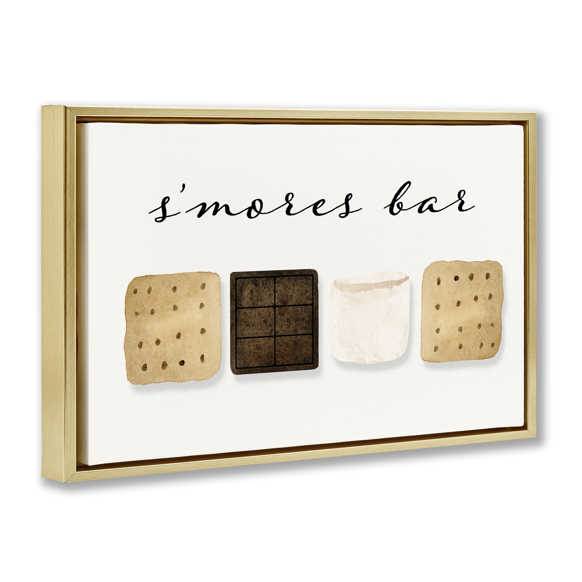 Stupell Industries S'mores Bar Ingredients Food & Beverage Painting Gold Floater Framed Art Print Wall Art, 25 x 17