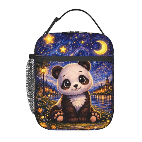 Cute Panda Lunch Bag Reusable Thermal Lunch Tote with Handle for Women and Men