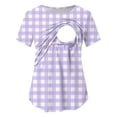 thumbnail image 4 of BRGZLK Maternity Color Block Tops Casual Summer Trendy Round Neck Short Sleeve Pullover T-Shirt Lightweight Comfortable Nursing Top 2026 Purple A L, 4 of 8