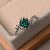Natural Green Emerald 925 Sterling Silver Ring, Gift for Her, Gemstone Ring, Birthstone Rings for Women, Gift For Her