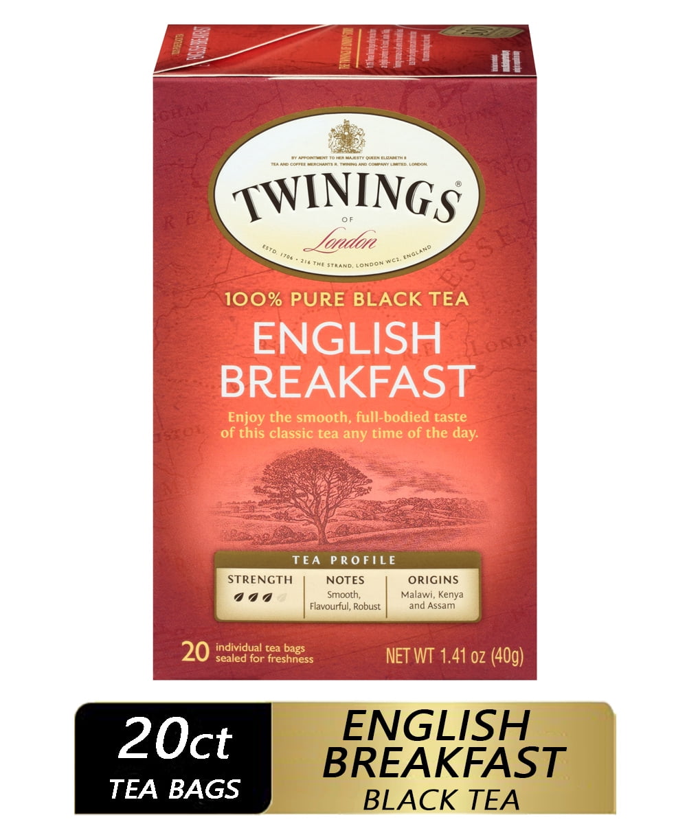 Twinings of London English Breakfast 100 Pure Black Tea Bags, 20 count