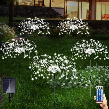 

5pcs Solar Firework Lights Outdoor Lawn and Garden Clearance Lawn Lamp Solar Garden Light with Remote Waterproof 8 Modes DIY Landscape Light for Garden Walkway Yard Decorr