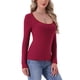 thumbnail image 4 of Camisetas térmicas para mujer INSPIRE CHIC, capa base de manga larga, ropa interior, tops de pijama para otoño e invierno, camiseta básica M roja, 4 of 6