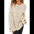 thumbnail image 3 of Blusas de Punto para Mujer 2025, Suéter de Cuello Redondo de Larga Extragrande, Blusas Informales de Negocios, Suéter Básico. Albaricoque XL, 3 of 10