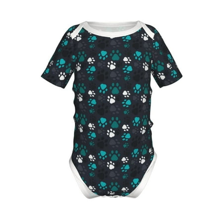 

Adobk Animal Footprints Print Baby Climbing Clothes Jumpsuit Rompers Classic Rompers Child Short sleeve Bodysuits-12 Months