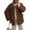 Brown, variant on Women's Sherpa Jacket Warm Winter Casual Plush Lamb Coat S-2XL