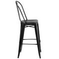 thumbnail image 3 of 30'' High Distressed Black Metal Indoor-Outdoor Barstool with Back, 3 of 9
