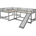 thumbnail image 5 of Full and Twin Size L-Shaped Bunk Bed Frame with Slide and Short Ladder, 5 of 7
