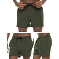 thumbnail image 3 of QPNGRP Mens 5 inch Beach Shorts Swim Trunks Stretch Running Shorts Quick Dry Swim Shorts with Zipper Pockets Armygreen 38, 3 of 6