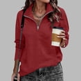 thumbnail image 2 of ManxiVoo Women's Long Sleeve Half Zip Pullover Sweatshirt Lightweight Loose Fit for Casual Daily Wear and Outdoor Activities XXL Size Red, 2 of 9