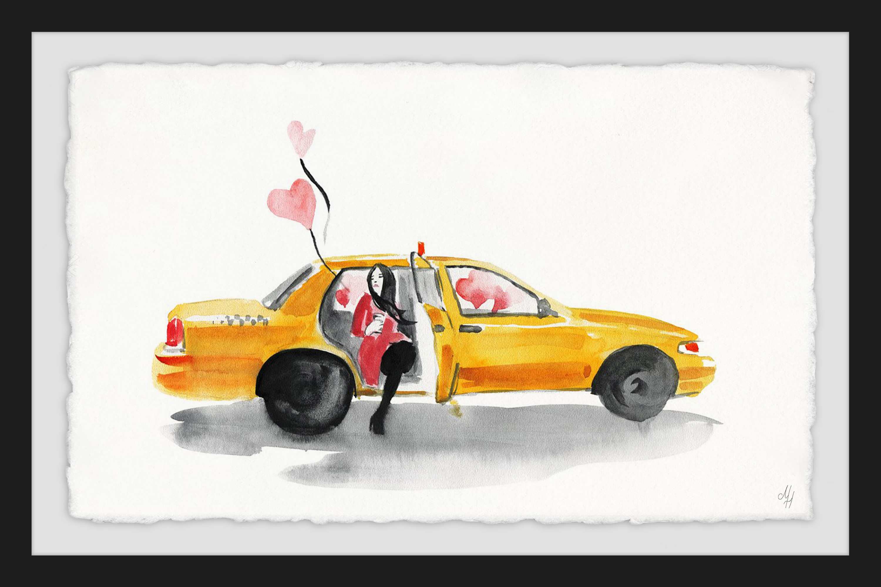 Love Cab Framed Painting Print