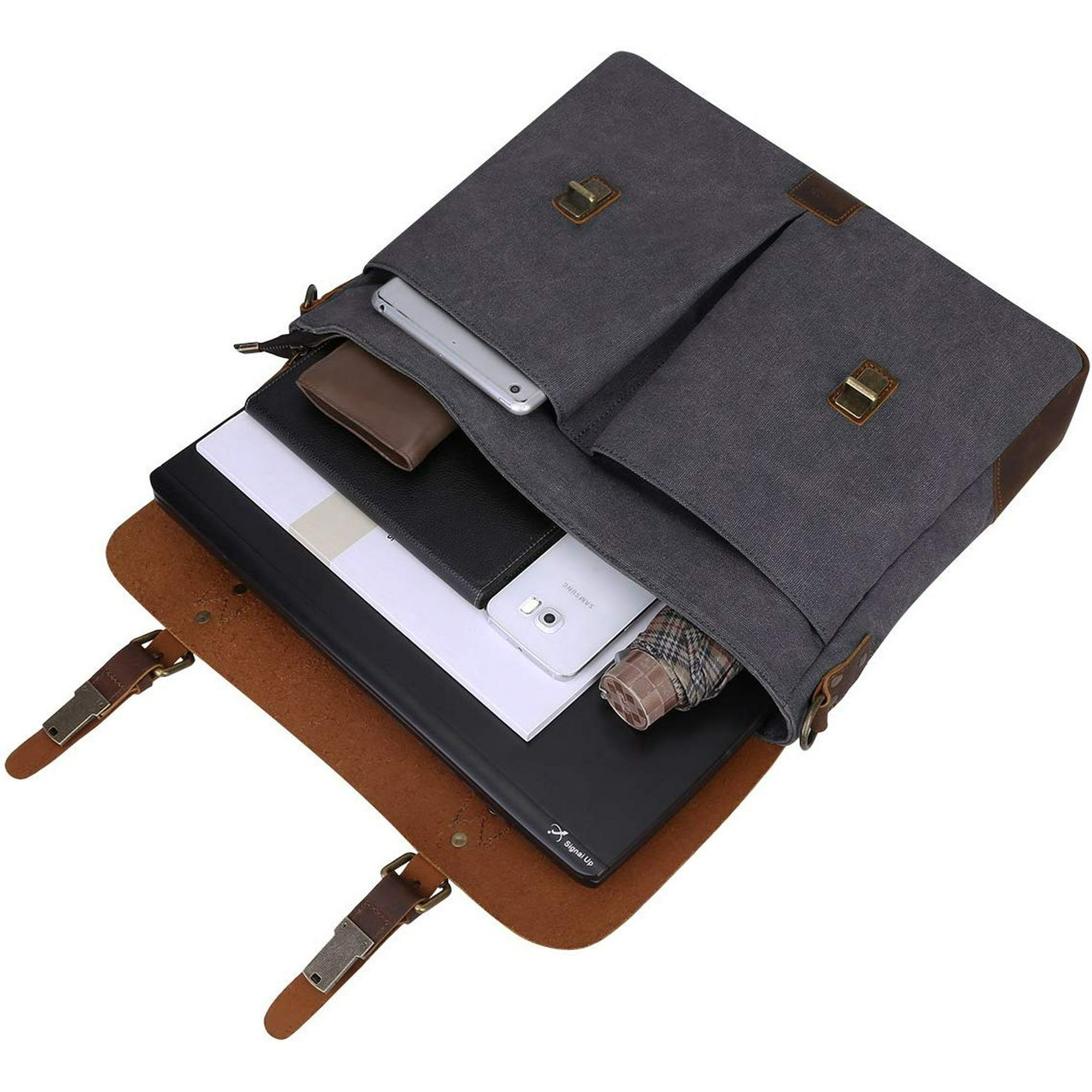 S Zone Fashion Canvas Genuine Leather Trim Travel Briefcase 15 6 Inch Laptop Bag Messenger Bag Walmart Com Walmart Com S Zone Fashion Canvas Genuine Leather Trim Travel Briefcase 15 6 Inch Laptop Bag Messenger Bag Walmart Com Walmart Com