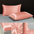 thumbnail image 4 of Fmbmuo Full Sheet Set Polyester 3 Piece Breathable Sateen 1x Bed Sheet，2x Pillowcases Unisex All-Season Pink, 4 of 5