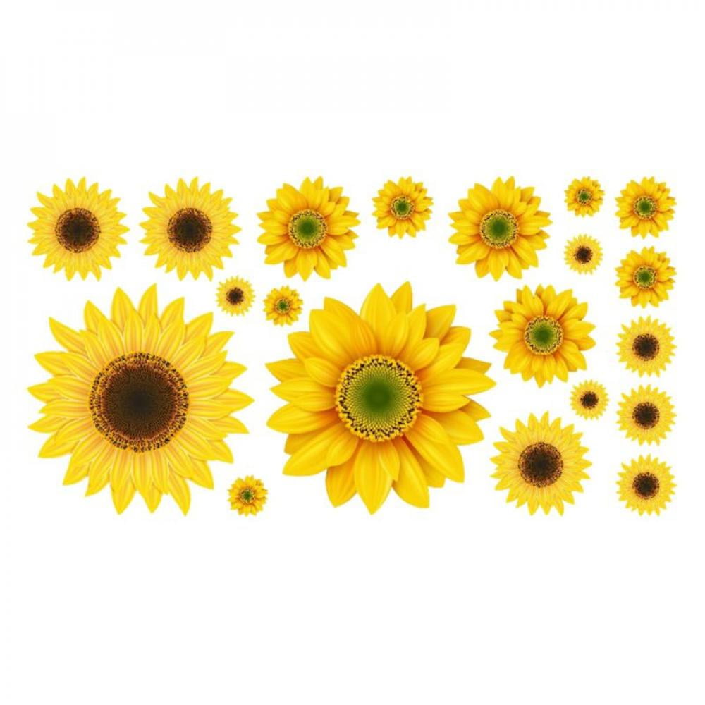 Oaktree Removable Sunflowers Wall Stickers Peel and Stick 3D Yellow Flower Wall Decals Self-Adhesive Stickers For Baby Bathroom Living Room