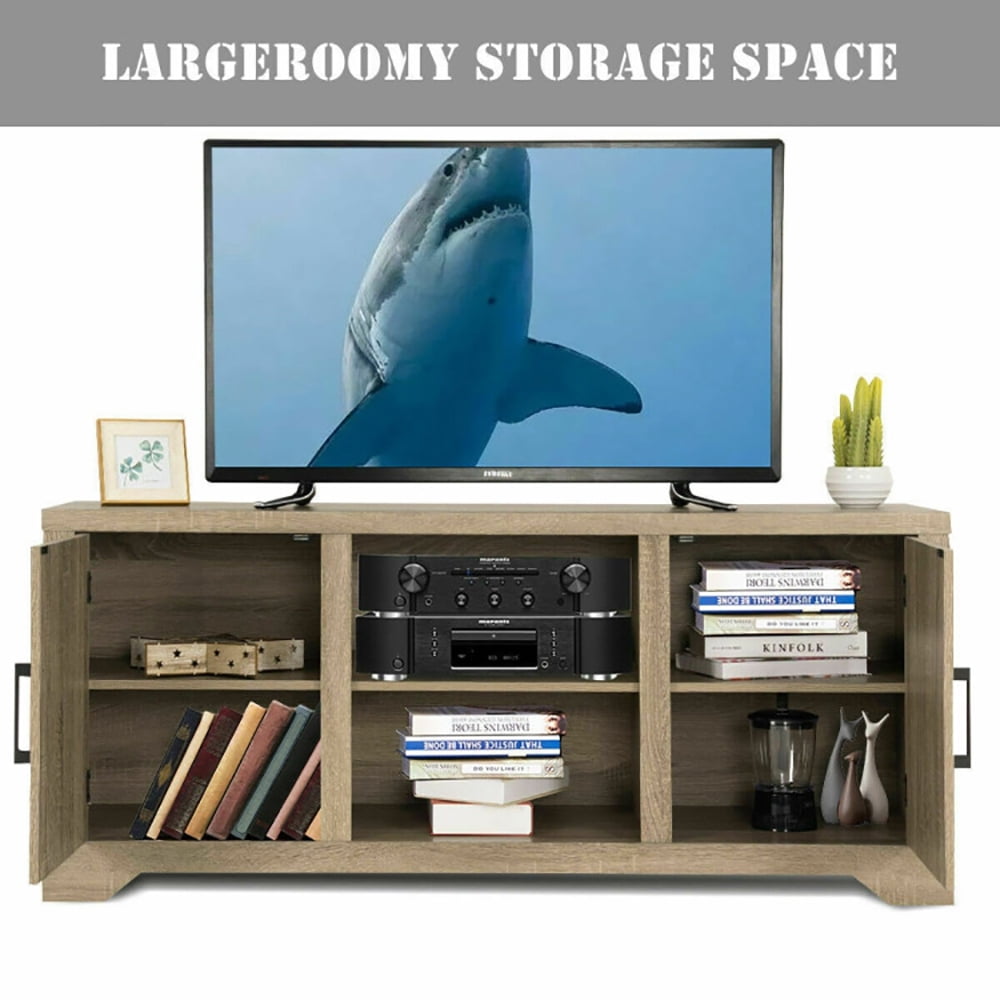 Finihen TV Stand, TV Cabinet, Rustic TV Stand Entertainment Center Storage Cabinet , Media Entertainment Center with Storage, for Living Room, Bedroom, Natural