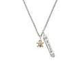 thumbnail image 2 of Delight Jewelry Goldtone Mini Skull & Bones with Crystals Silvertone Be Strong and Courageous Bar Charm Necklace, 23", 2 of 4