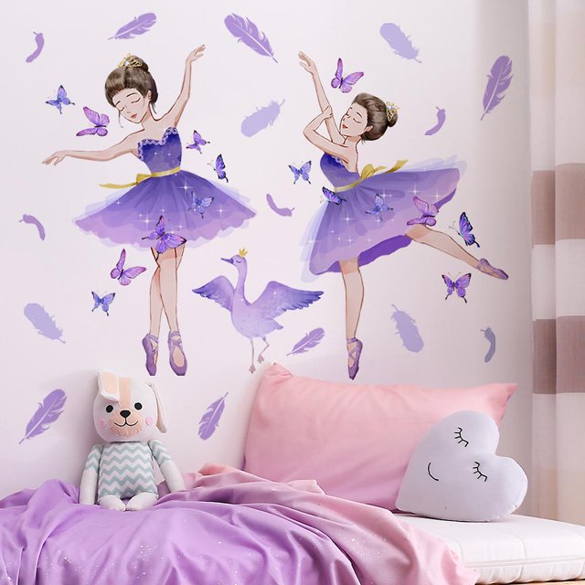 Etiqueta de pared oso de fresa chicas bailando para dormitorio sala de estar