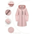 thumbnail image 3 of Scyoekwg Womens Waterproof Rain Jacket Hooded Long Windbreaker Long Sleeve Windproof Jacket Running Outdoor Raincoat Outerwear (Pink,XXL), 3 of 8