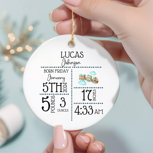Personalized Birth Announcement Ornament, Custom Newborn Baby Birth Stats Keepsake, Custom - As Picture - 3-Pack