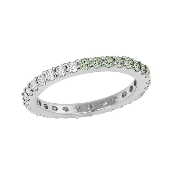 2mm Round Shape Green Amethyst 925 Sterling Silver Eternity Valentines Day Gifts Ring