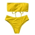 thumbnail image 1 of Mashaouyo 2025 Intimates Women's Strapless Bikini Bikini High Waist Split Bathing Suit, 1 of 3