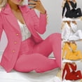 thumbnail image 2 of Skymirror 2 Pcs/Set Lady Business Suit Turn-down Collar Solid Color High Waist Single-breasted Ankle-banded Pants suit for Work, 2 of 8