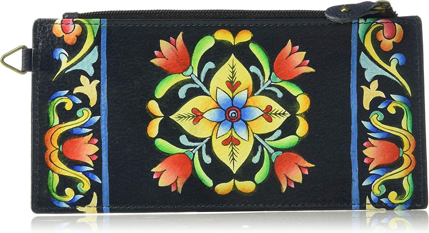  Anna by Anuschka Women's Hand-Painted Genuine Leather Organizer  Wallet On a String - Birds in Paradise Black : Clothing, Shoes & Jewelry