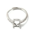 thumbnail image 2 of Adjustable Alloy Pad Ring Settings with Clear Cubic Zirconia Prong Ring Settings 925 Sterling Silver Plated Rectangle: US Size 6 3/4(17.1mm) Tray: 5x5mm, 2 of 3