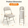 thumbnail image 3 of 6 Pack Folding Chairs with PU Leather Padded Cushion and Back, Stackable Commercial Grade Metal Folding Chairs for Home and Office Indoor and Outdoor Events (Khaki), 3 of 8