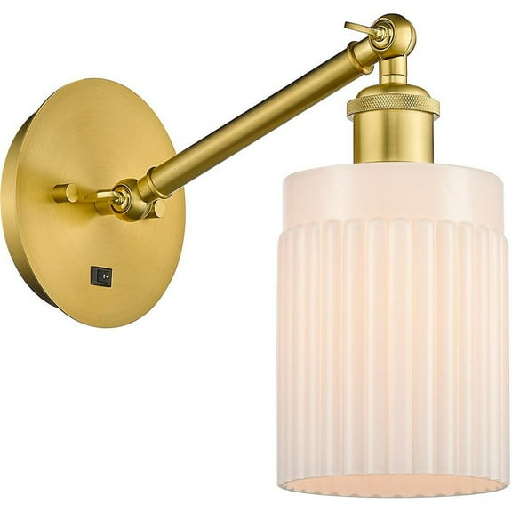 317-1W-SG-G341-LED-Innovations Lighting-Caledonia - 1 Light Wall Sconce In Industrial Style-11.38 Inches Tall and 5.3 Inches Wide Satin Gold Matte