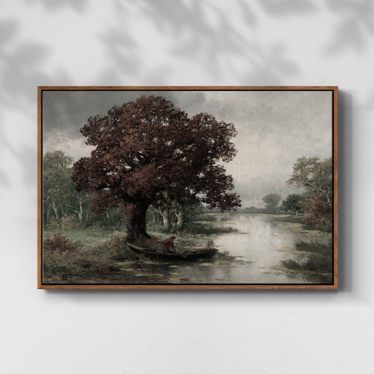 Vintage Landscape-CCCLV By Wexford Home Framed in Walnut Wood Gallery Wrapped Canvas 27 in. x 41 in.