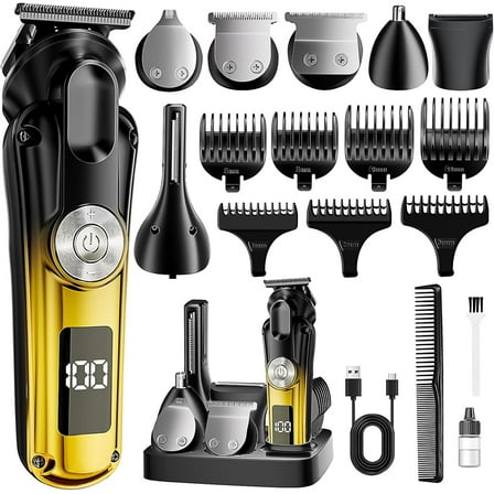 Beard Trimmer for Men, IPX6 Waterproof Electric Shaver Razor&Cordless Hair Clipper Grooming Kit Hair Trimmer for Nose, Body, Face and Mustache, Gifts for Men