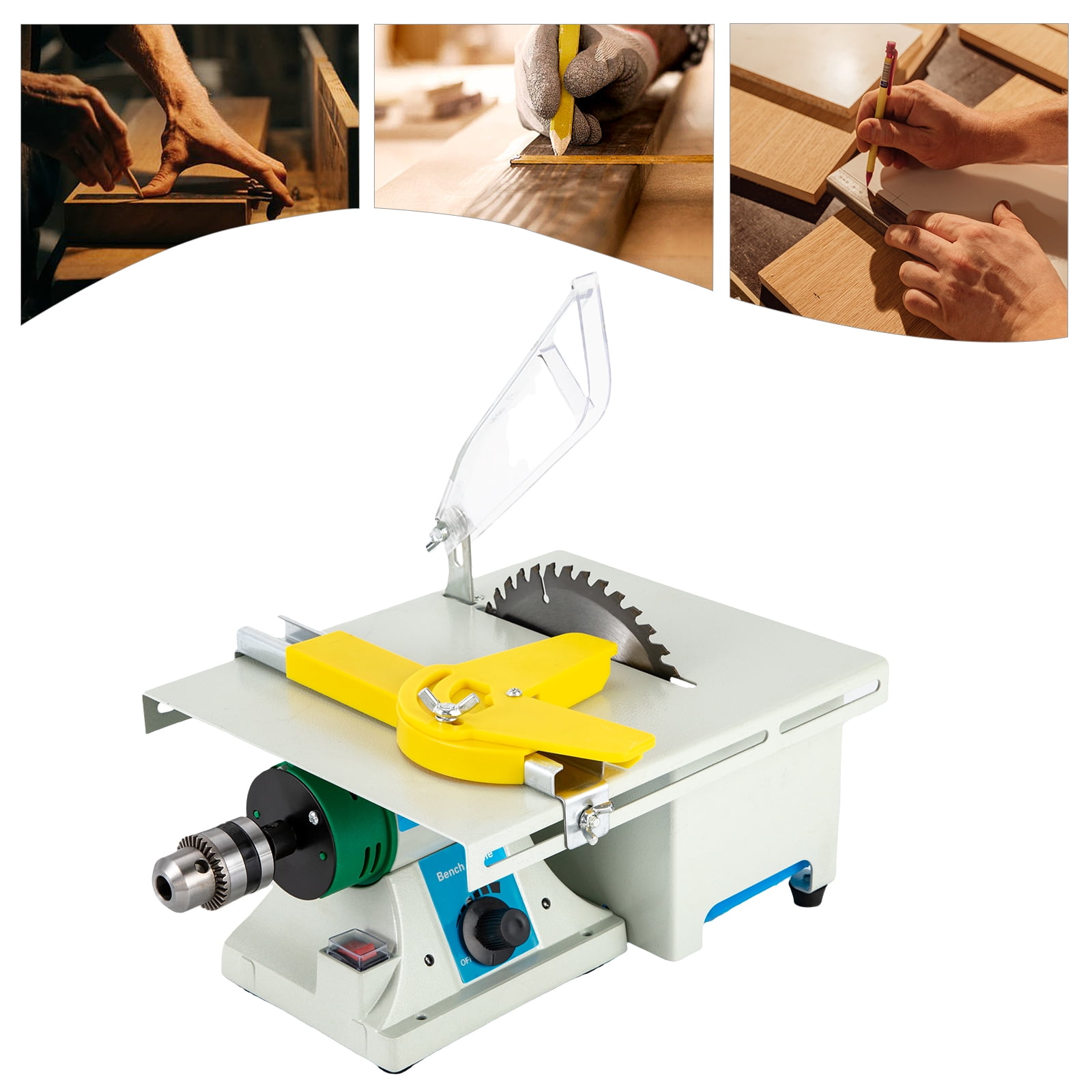Dwellnix Table Saw 5-in-1 Bench Grinder with 750W Copper Motor, 6" Saw Blades, Adjustable Speed, Ideal for Polishing, Cutting, Grinding, and Carving