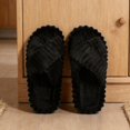 thumbnail image 3 of Iyufng Women's Crisscross Strap Fluffy Slide Slippers Scalloped Edge Open Toe Cozy Indoor House Shoes, 3 of 5