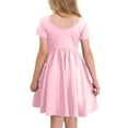 thumbnail image 4 of TQWQT Girls Dresses Size 10-12 Short Sleeve A Line Sundress Size 10-12 Pink Plain Tween Girls T-Shirt Dress Kids Crewneck Cute Swing Dresses Trendy Summer T-Shirt Dress with Pockets Pink 120, 4 of 8