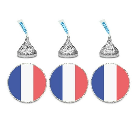 Pack Laser Stickers Flag Design - Global World Flag Party Collection, Chocolate Drop Label Stickers, France, 216-Pack